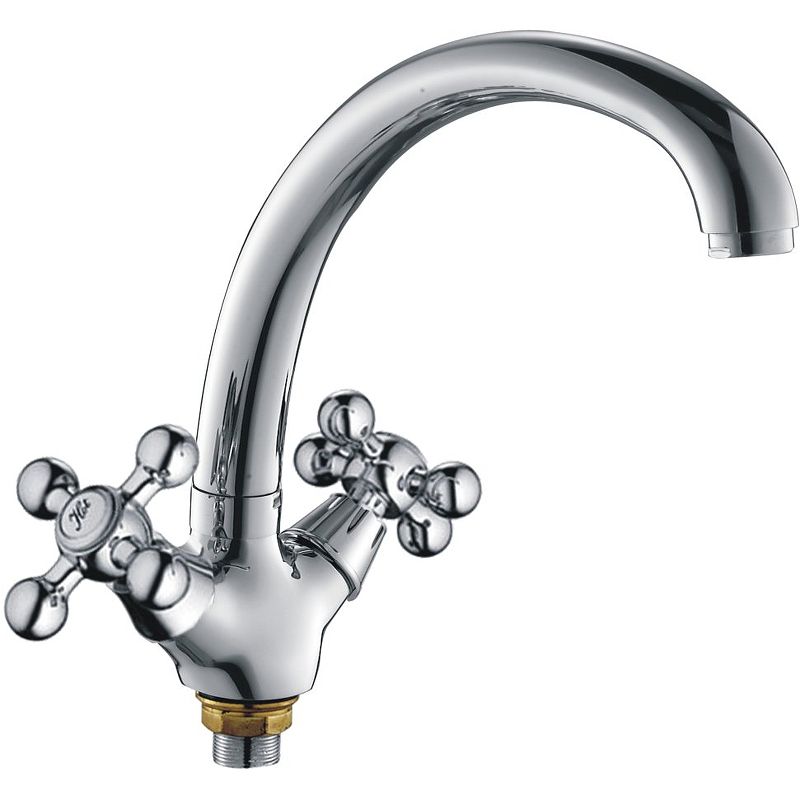 Смеситель для кухни/мойки HAIBA CRON двухвентильный, поворотный, длина 212 мм, силумин, цвет хром