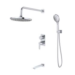 Душевая система встраиваемая IDDIS Ray цвет хром, комплект: однорычажный смеситель/излив/тропический душ (с верхней лейкой)/лейка/держатель лейки/шланг, латунь, скрытого монтажа