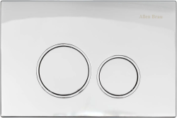 Кнопка смыва Allen Brau Priority прямоугольная, цвет хром, пластик, клавиша управления для сливного бачка, двойная, размер 245х165х14 мм, кнопки круглые 