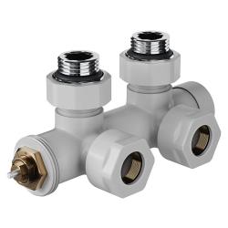 Узел нижнего подключения Royal Thermo Design Pro термостатический угловой 15мм М30х1,5 цвет белый, латунь, для нижнего подключения радиаторов RANPU11215WH