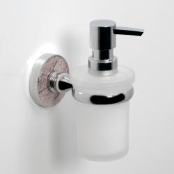 Дозатор жидкого мыла WasserKRAFT Nau, настенный, металл/стекло, форма округлая, для мыла в ванную/туалет/душевую кабину, цвет хром