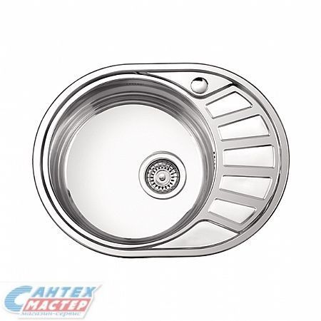 Мойка Ledeme 57.5х45х18 см, толщина 0.8 мм, с правым крылом врезная, нержавеющая сталь, овальная, цвет глянцевая, с отверстием под смеситель, слив-перелив/сифон 3 1/2", для кухни Мойка Ledeme 57.5х45х18 см, толщина 0.8 мм, с правым крылом врезная, нержавеющая сталь, овальная, цвет глянцевая, с отверстием под смеситель, слив-перелив/сифон 3 1/2", для кухни