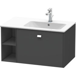 Тумба под раковину Duravit Brioso, 82х47,9х44,2 см, подвесная, 1 выдвижной ящик, с открытой полкой справа, ДСП, цвет: графит матовый/хром, шкафчик навесной, механизм доводчика, прямоугольная, правая, в ванную комнату
