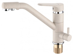 Смеситель для кухни/мойки VIEIR, биканальный, однорычажный, поворотный, керамический, длина излива 237 мм, латунь, цвет бежевый