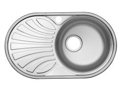 Мойка 480х770 см TopZero Wellinox серия FAVORITE, с левым крылом, врезная, из нержавеющей стали, микродекор, круглая, отверстие под смеситель, слив-перелив, для кухни