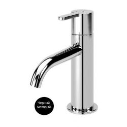 Смеситель для раковины Cezares Leaf, однорычажный, низкий, длина излива 108 мм, неповоротный, керамический, латунь, цвет черный матовый, с донным клапаном