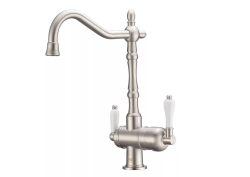 Смеситель для кухни/мойки ZorG ZR 326, под фильтр, однорычажный, поворотный, керамический картридж, длина излива 230 мм, латунь, цвет сатин