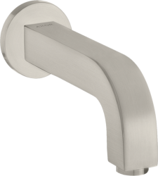 Излив для ванны Axor Citterio, без переключателя на душ, настенный, неповоротный, латунь, цвет: под сталь, квадратный, длина излива 16,5 см, встраиваемый/встроенный, для смесителя/ванны/ванной/душевой, без смесителя