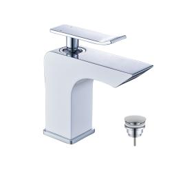 Смеситель для раковины/умывальника Lemark Contest, однорычажный, неповоротный, керамический, длина излива 94 мм, латунь, цвет хром/белый