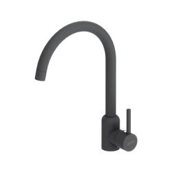 Смеситель для кухни/мойки Dorff Logic однорычажный, поворотный, нержавеющая сталь, с высоким изливом, длина 181 мм, цвет черный