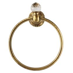 Кольцо для полотенец Migliore Cristalia, с кристаллом Swarovski, одинарное, настенный, металлический, форма округлая, для полотенец, в ванную/туалет/душевую кабину, цвет бронза