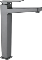 Смеситель для раковины/умывальника LEDEME однорычажный, неповоротный, высокий, длина излива 181 мм, латунь, цвет графит