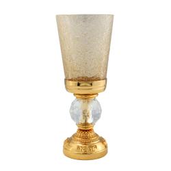 Стакан Migliore Cristalia, с держателем, настольный, латунь/стекло, форма округлая, для зубных щеток в ванную/туалет/душевую кабину, цвет золото с кристаллом Swarovski