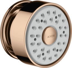 Форсунка душевая Axor 1jet боковая, настенного монтажа, круглая, с 1 режимом, размер 6,5 см, металлическая, цвет полированное красное золото, в стену, для душа/ванной/душевой кабины