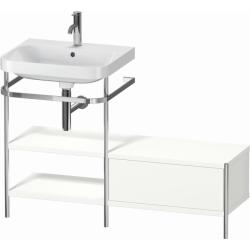 Консоль с раковиной Duravit Happy D.2 Plus c-bonded, 120х49х85 см, напольная, металл/ДСП 1 выдвижной ящик, 2 полки, правая, цвет: белый шелковисто-матовый /умывальник, цвет белый, керамика, 1 отверстие под смеситель