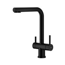 Смеситель для кухни/мойки Splenka S70.61.06 с каналом для фильтрованной воды, однорычажный, поворотный, керамический, излив 235 мм, высота излива 297 мм нержавеющая сталь, цвет черный
