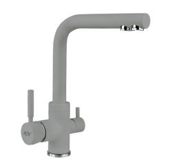 Смеситель для кухни/мойки Ukinox, с подключением фильтра для питьевой воды, однорычажный, поворотный, керамический, длина излива 224 мм, латунь, цвет темно-серый