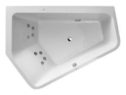 Ванна Duravit Paiova 5 190х140 см гидромассажная, пристенная, акриловая, цвет: белый, с рамой/сливом-переливом/фронтальной панелью, асимметричная/угловая, с системой гидромассажа Jet-System, c двумя наклонами для спины, левая