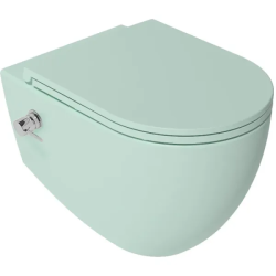 Унитаз подвесной ISVEA Infinity, с функцией биде, 365х530х400 мм, цвет: мятный матовый, горизонтальный (в стену) выпуск, без сиденья, безободковый, антивсплеск, под скрытый бачок
