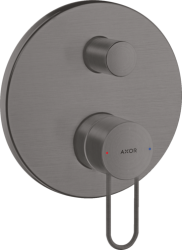 Смеситель для ванны Axor Uno однорычажный, с рукояткой-петлей, скрытого монтажа, настенный/встраиваемый, круглый, латунный, без излива, керамический, цвет шлифованный черный хром, без душевого шланга/лейки, защитная комбинация EN1717