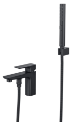 Смеситель для ванны Aquatek Вега на борт ванны однорычажный, неповоротный, латунный, длина излива 153 мм, керамический, цвет черный матовый