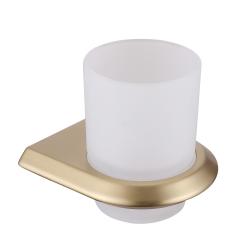 Стакан ABBER Nord для зубных щеток, с держателем, настенный, нержавеющая сталь/стекло, в ванную, цвет стекло матовое/золото матовое AA1556G