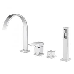 Смеситель для ванны/душа ABBER Wasserfall на борт ванны, однорычажный, неповоротный, длина излива 200 мм, латунь, цвет хром