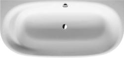 Ванна Duravit Cape Cod 190х90 см пристенная, минеральное литье DuraSolid, цвет: белый, с фронтальной панелью, ножками (без гидромассажа, сифона), овальная, с одним наклоном для спины