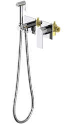 Смеситель с гигиеническим душем Aquatek Лира встраиваемый, однорычажный, керамический, без излива, с гибким шлангом/лейкой, латунь, цвет хром