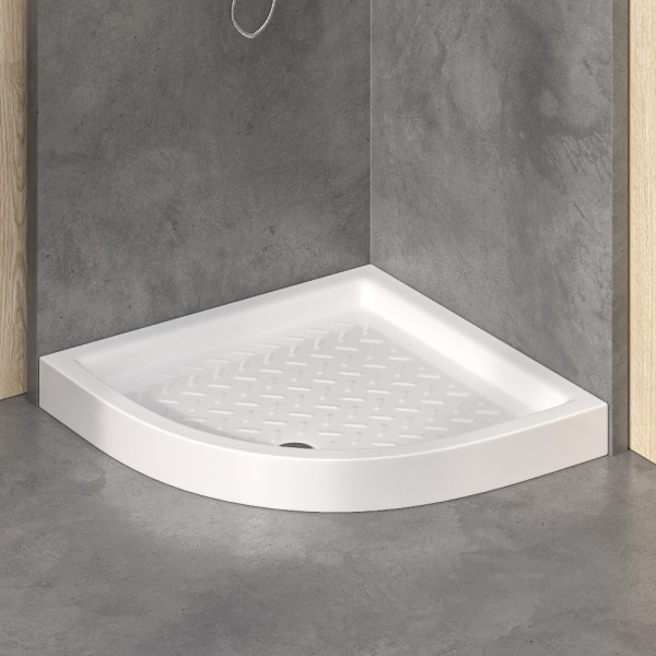 Душевой поддон RGW CER CR/R, 80х80х10 см, четверть круга, керамический, низкий, цвет: белый, с антискользящим покрытием, с бортиком, литой, литьевой, для душа