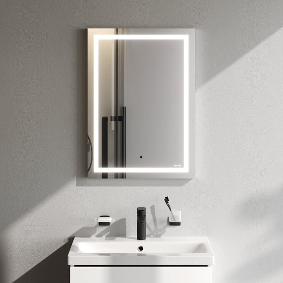 Зеркало Am.Pm Gem 50х70 см с LED/ЛЕД-подсветкой, прямоугольное, ИК-сенсор, для ванны, навесное/подвесное/настенное