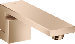 Излив для ванны Axor Edge, без переключателя на душ, настенный, неповоротный, латунь, цвет: полированное красное золото, квадратный, длина излива 19 см, встраиваемый/встроенный, для смесителя/ванны/ванной/душевой, без смесителя