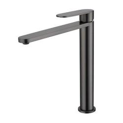 Смеситель для раковины/умывальника Raglo R10.15.09 однорычажный, высокий, неповоротный, фиксированный, излив длина 203 мм высота 238 мм нержавеющая сталь, цвет графит