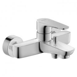 Смеситель для ванны Duravit B.1, однорычажный, настенный, наружнего/внешнего монтажа, неповоротный, латунный, длина излива 14,5 см, керамический, цвет хром, без душевого шланга/лейки
