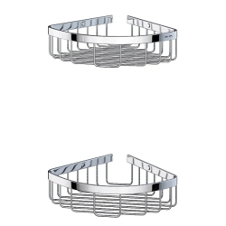 Полка-корзина Am.Pm Sense L настенная, нержавеющая сталь, форма округлая, двухъярусная, в ванную/туалет/душевую кабину, угловая полка, цвет хром, хромированный, сантехника, к стене, подвесной (АМ ПМ) 