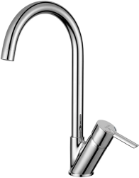 Смеситель для кухни/мойки IDDIS Kitchen Line, однорычажный, поворотный, керамический картридж, длина излива 183 мм, латунь, цвет хром