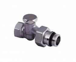 Клапан настроечный Gekon 1/2"вн/нр, прямой, с полусгоном, для радиатора отопления, латунный, никелированный, запорный  Клапан настроечный Gekon 1/2"вн/нр, прямой, с полусгоном, для радиатора отопления, латунный, никелированный, запорный
