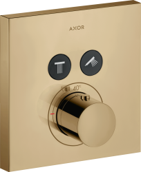 Смеситель для душа Axor ShowerSelect, термостатический, скрытого монтажа, 2 потребителя, настенный, без излива/шланга/лейки, квадратный, латунный, цвет полированная бронза, с термостатом