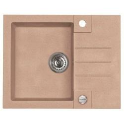 Мойка кухонная ALVEUS ROCK 30 GRANITAL BEIGE-G55 59,5х47,5х16 см, врезная/встраиваемая сверху, с крылом, искусственный гранит, прямоугольная, цвет бежевый, с отверстием под смеситель