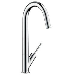 Смеситель для кухни/мойки Axor Starck 300, однорычажный, керамический, с поворотным изливом, длина 21,6 см, латунь, цвет хром, кухонный