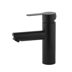 Смеситель для раковины/умывальника AQUEDUC однорычажный, неповоротный, керамический, длина излива 90 мм, высота 85 мм нержавеющая сталь, цвет черный матовый 345327