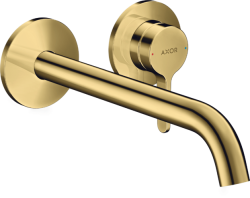 Смеситель для биде Axor Uno однорычажный, керамический, фиксированный излив, длина 12,4 см, латунь, цвет полированное золото, без шланга/лейки, с донным клапаном