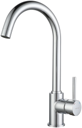 Смеситель для кухни/мойки GranFest, однорычажный, керамический картридж, высокий, с поворотным изливом, длина 180 мм, латунь, цвет хром