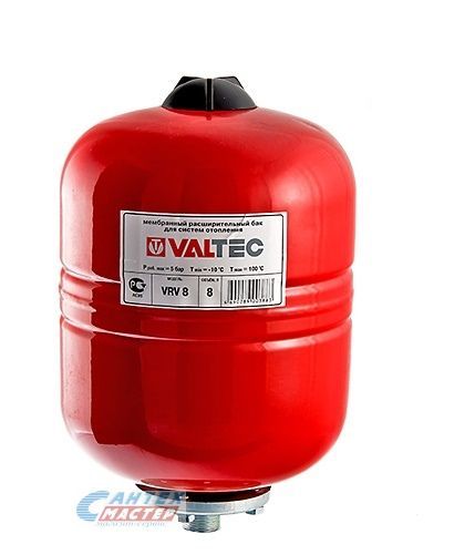 Бак расширительный 35 л (красный) VALTEC без ножек, на стену, вертикальный, мембранный, накопительный, настенный, для воды, антифриза, системы водяного отопления закрытого типа