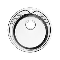 Мойка IDDIS Suno 490х490х180 мм, толщина 0.8 мм, врезная, нержавеющая сталь, круглая, цвет сталь, с отверстием под смеситель, с сифоном в комплекте, для кухни SUN49S0i77S