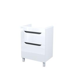 Тумба под раковину IDDIS Ray, 584х394х795 мм, напольная, 2 выдвижных ящика, МДФ, цвет белый глянцевый, система плавного закрывания, прямоугольная, универсальная, в ванную комнату RAY60WFi95