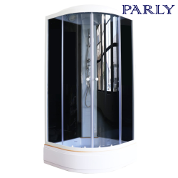 Душевая кабина Parly Classic 90х90х215 см ECM921  поддон средний, четверть круга, угловая, стекло тонированное, заднее черное, (без гидромассажа), с крышей, профиль белый