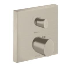 Смеситель для душа Axor Starck Organic, с запорным/переключающим вентилем, термостатический, скрытого монтажа, настенный, без излива/шланга/лейки, квадратный, латунный, цвет шлифованный никель, с термостатом, встроенный/встраиваемый/термостатный