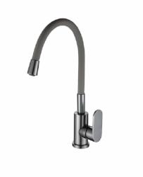 Смеситель для кухни/мойки Ekko, однорычажный, поворотный/гибкий, керамический, длина излива 210 мм, алюминий, цвет серый