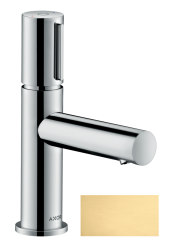 Смеситель для раковины/умывальника Axor Uno Select 80, однорычажный, фиксированный излив, длина излива 10,8 см, керамический, латунь, цвет шлифованное золото, с незапираемым сливным набором